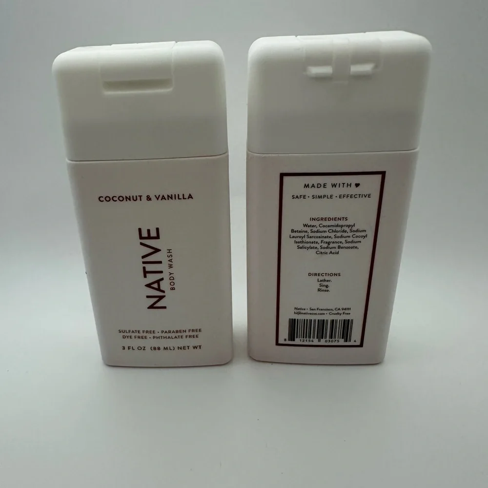 Native Coconut & Vanilla Scented 2 Body Wash Travel size
